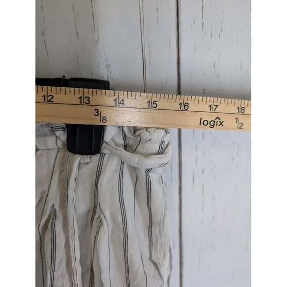 American Eagle Size‎ Large Black White Stripe Paperbag Drawstring Flowy Shorts - Picture 5 of 7